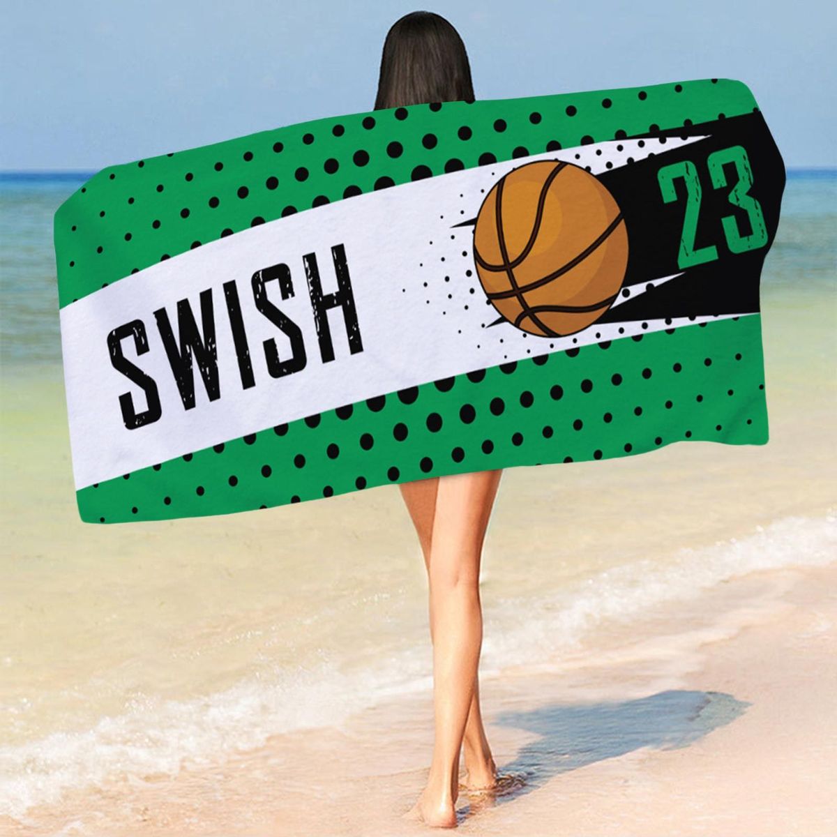 Shower Towel Soccer Print Beach Towel Blanket C