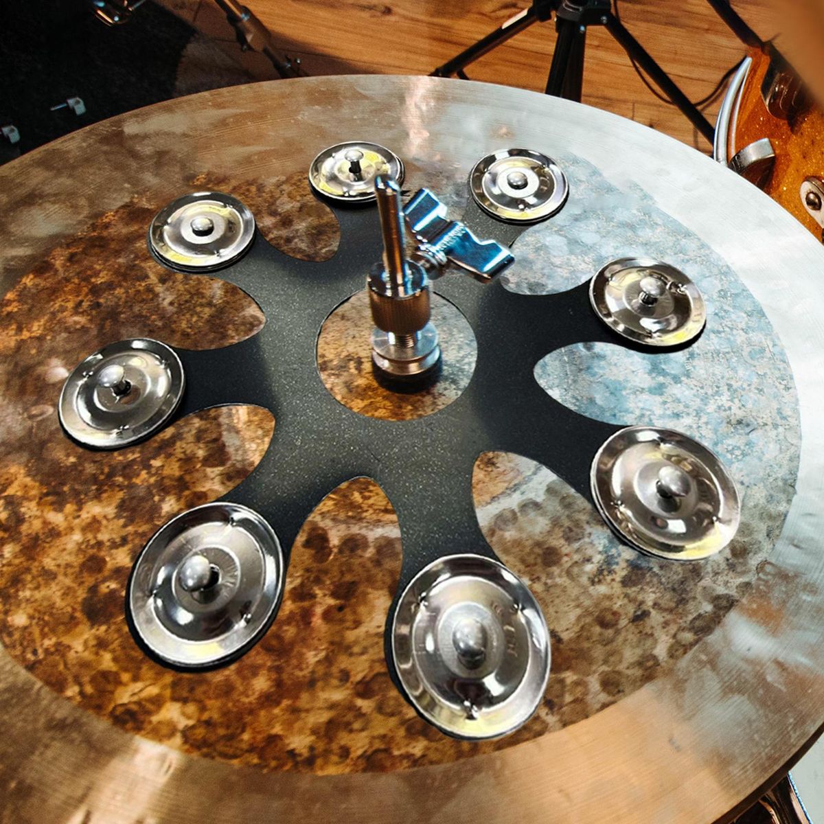 Hi Hat Tambourine High Performance Drum Hi Hat Bells Black