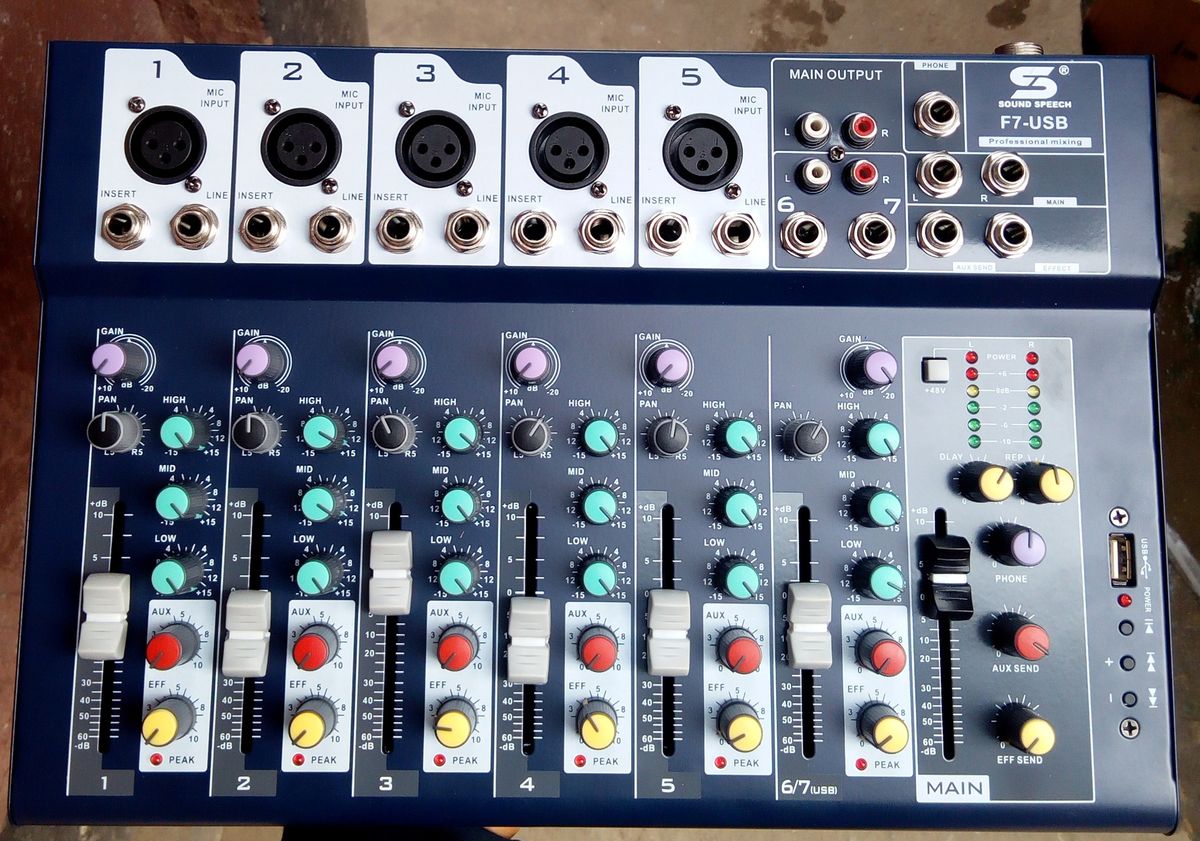 7 Channel Audio Mixer Console With USB Interface And Bluetooth F7
