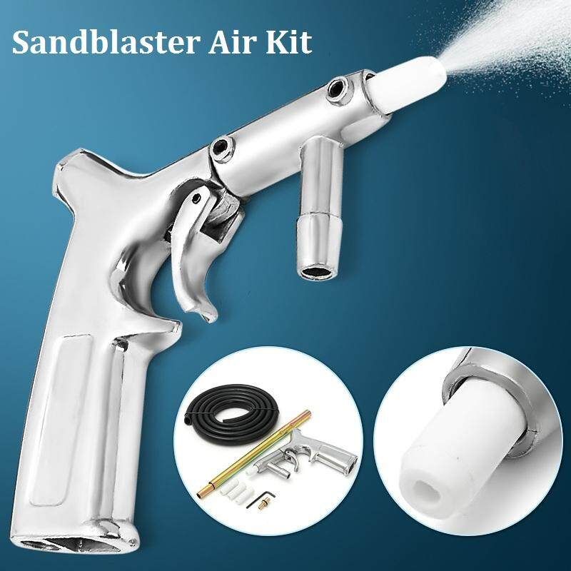 Air Sand Sandblasting Blaster Tube Kit Tool Set + Hose Nozzles US