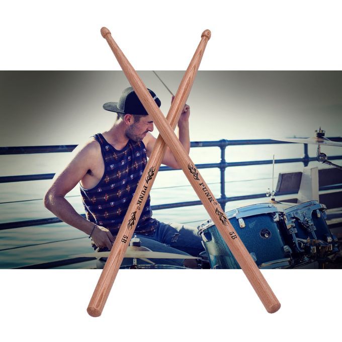 One Pair Of 5B Wooden Drumsticks Drum Sticks Hickory Wood-5B