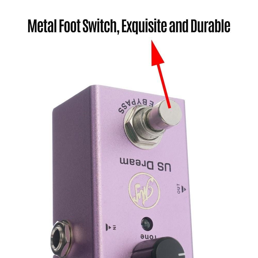 Portable US Dream Distortion Effect Pedal for Electric Guitars with True Bypass Mini Single Distortion Guitar Pedal DC 9V Purple