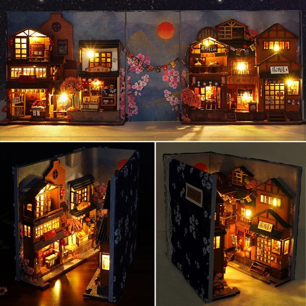 Wooden Hut Toy DIY Doll House Model Miniature Figurines DIY Book Nook Shelf Miniature Hut Doll House Model Toy Casa De Boneca