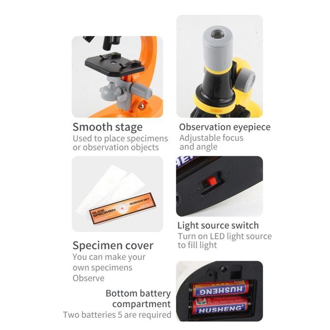 Children Biological Optical Microscope LED Student Educational Toys