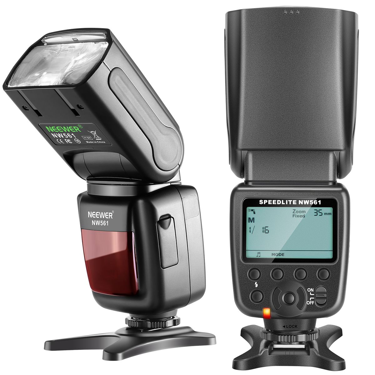 NW561 LCD Display Flash Speedlite For Canon Nikon Panasonic Olympus Pentax Fijifilm And Sony With Mi Hot Shoe, DSLR And Mirrorless Cameras With Standard Hot Shoe