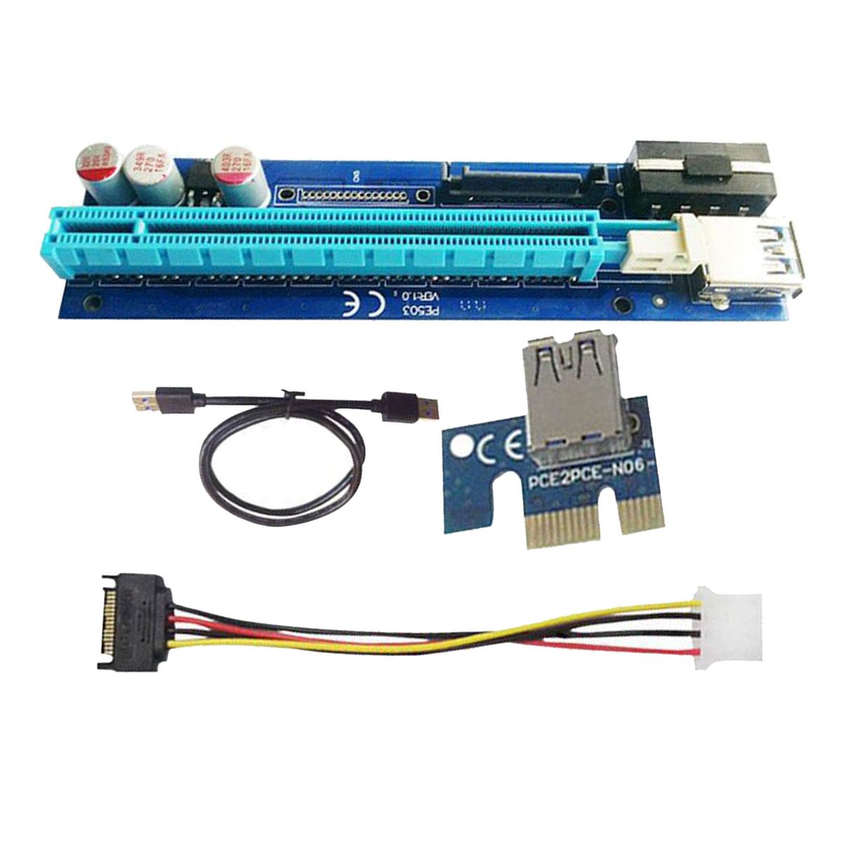 PE503 -E GPU Riser Card 4PIN+ Adapter  Power For Bitcoin
