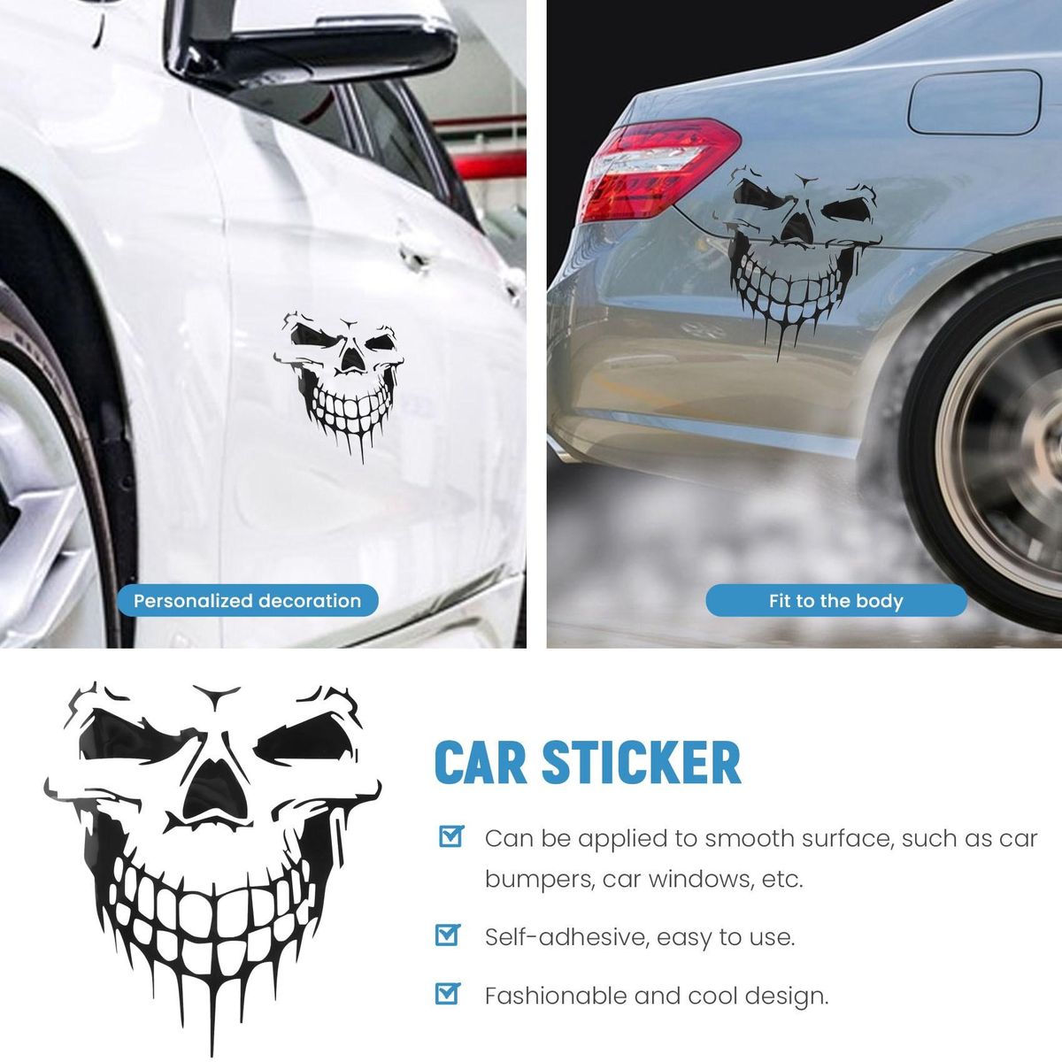 Car Sticker Car Tattoo Skeleton Decorative Sticker (Black)