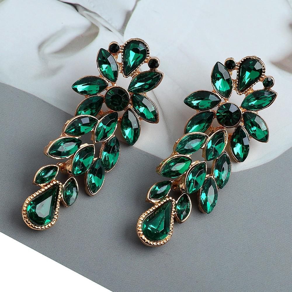 Fashion Metal Alloy Hollow Dangle Earrings For Women 2022 Trend Vintage Emo Leaves Crystal Boho Pendientes Luxury Party Jewelry