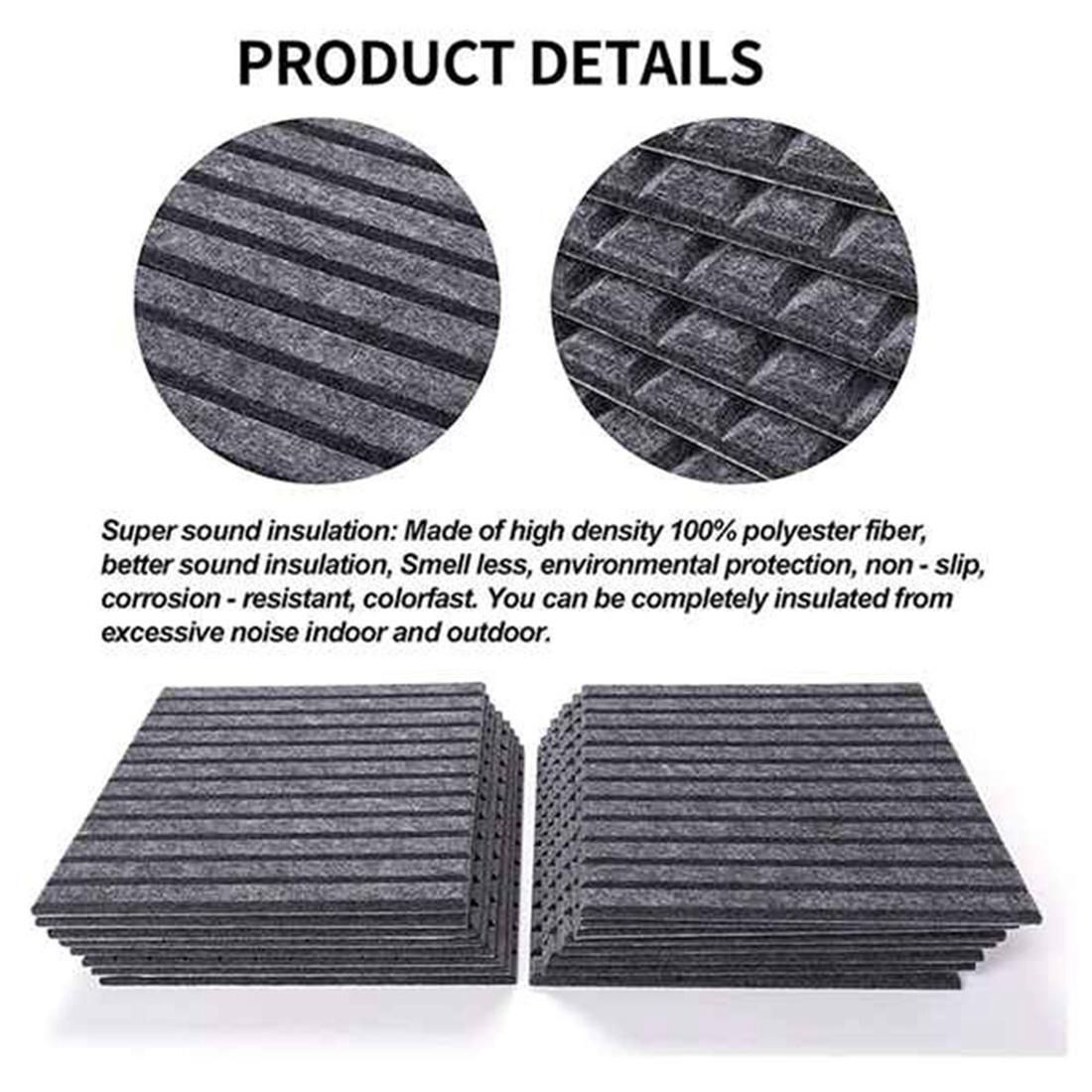 18 Pack Soundproof Board Acoustic Panels,Sound Proof Padding Beveled Edge Tiles,for Wall Decoration&Acoustic Treatment