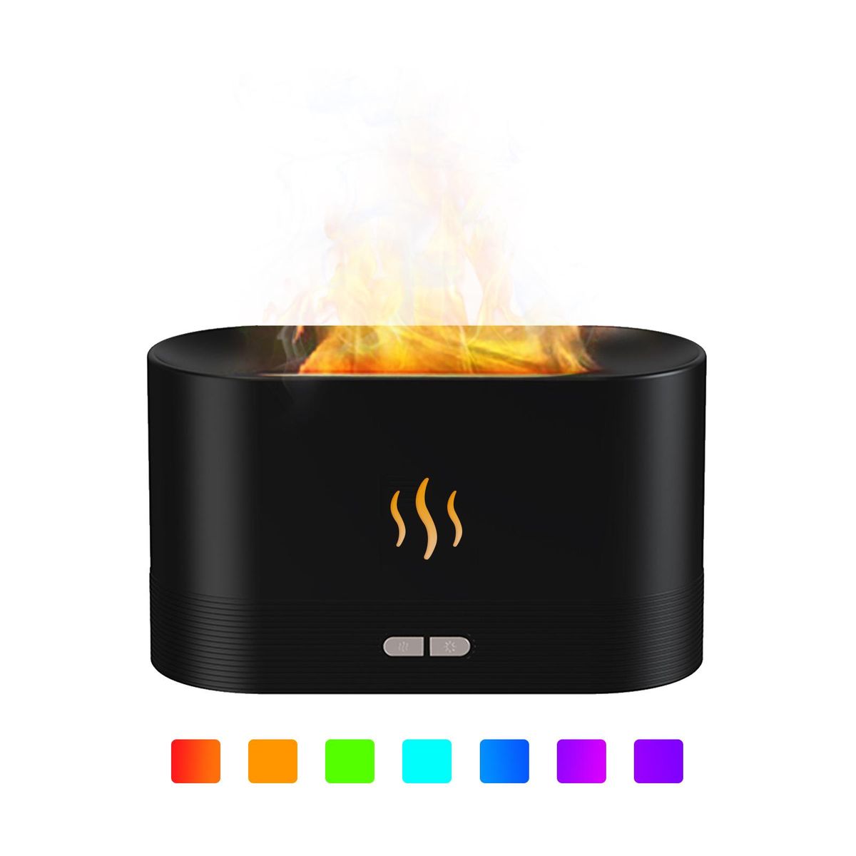 Simulation Flame Mist Humidifier With 7 Color Night Light Aromatherapy Essential Oil Diffuser Quiet Cool USB Humidifier for Home Office Bedroom Baby Room Auto-off