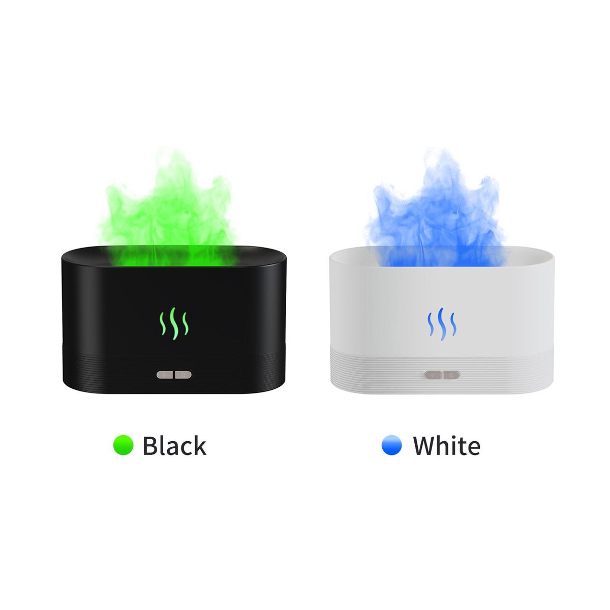 Simulation Flame Mist Humidifier With 7 Color Night Light Aromatherapy Essential Oil Diffuser Quiet Cool USB Humidifier for Home Office Bedroom Baby Room Auto-off
