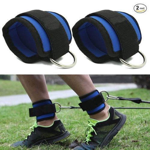Ankle Twin D-Ring Strap Gym Cable Attachment Leg Pulley Protect Sport Black