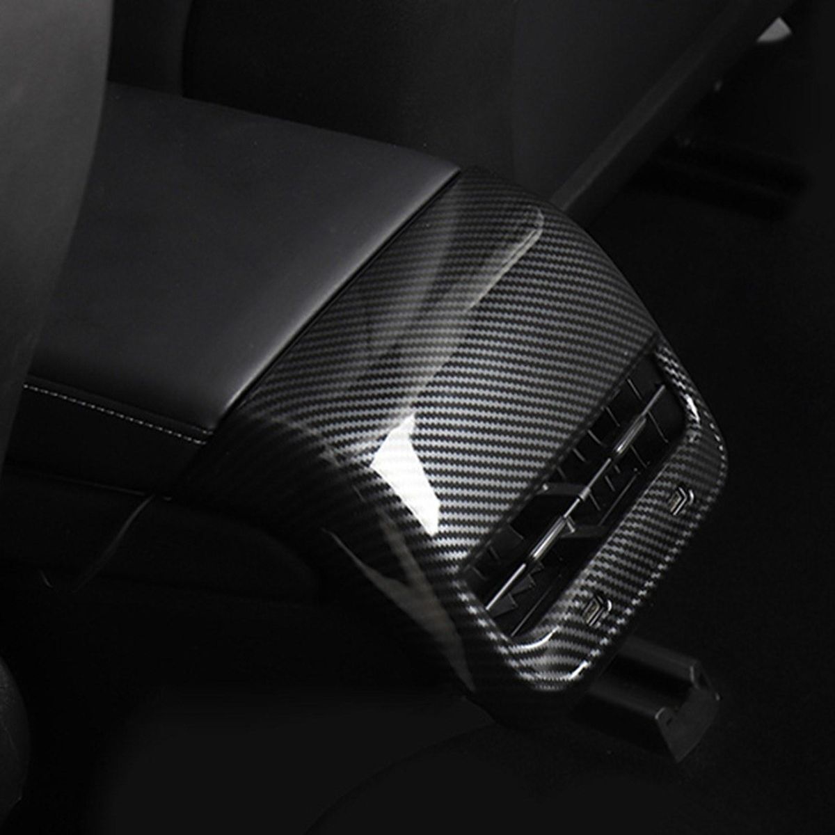 Rear Air Vent Frame Cover Carbon Fiber Replacement for Tesla Model Y