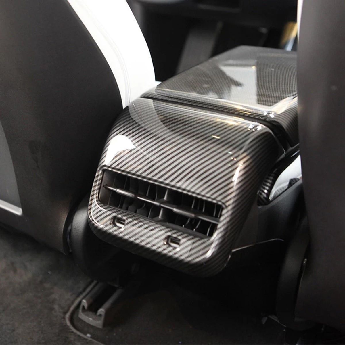 Rear Air Vent Frame Cover Carbon Fiber Replacement for Tesla Model Y