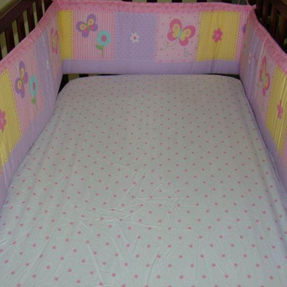 Baby Boy Girl 2 Pieces Crib Cot Set Embroidered Quilt Comforter + Fitted Sheet
