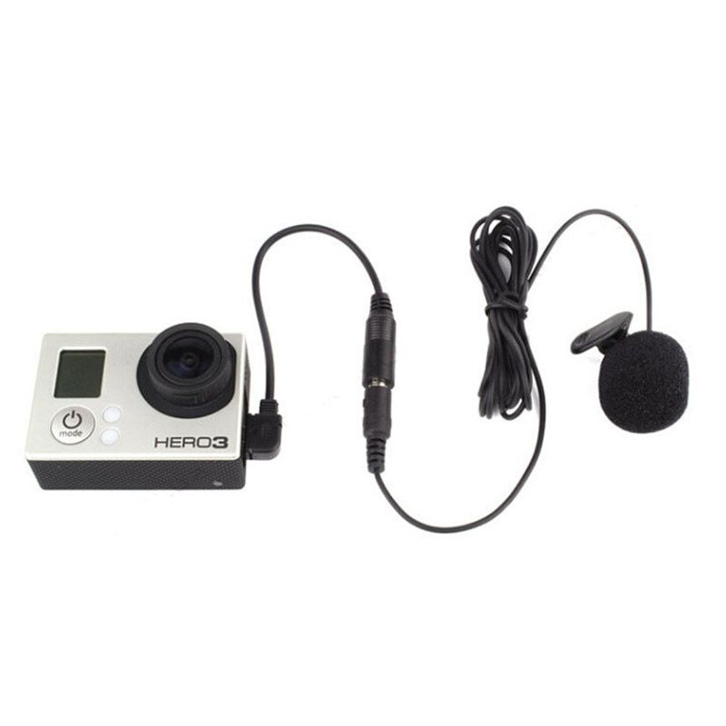 3.5mm Active Clip Microphone With Mini USB Audio Adapter Mic Cable For Gopro Hero 3 3+ 4 Action Camera Accessories Kit-