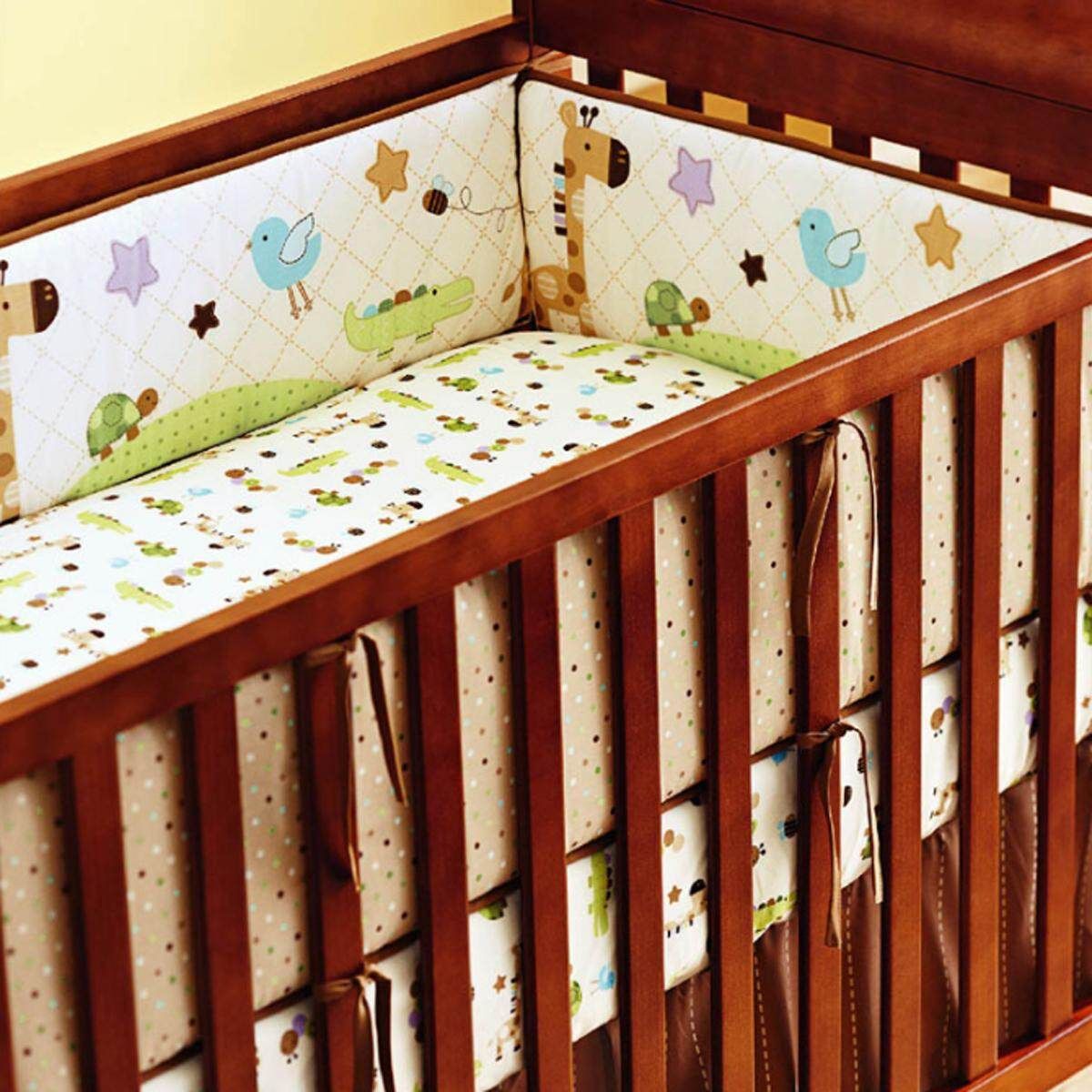 BABY Bedding Set Crib Cot Quilt 7pc Nursery Bumper Nappy Stacker GIRAFFE STARS