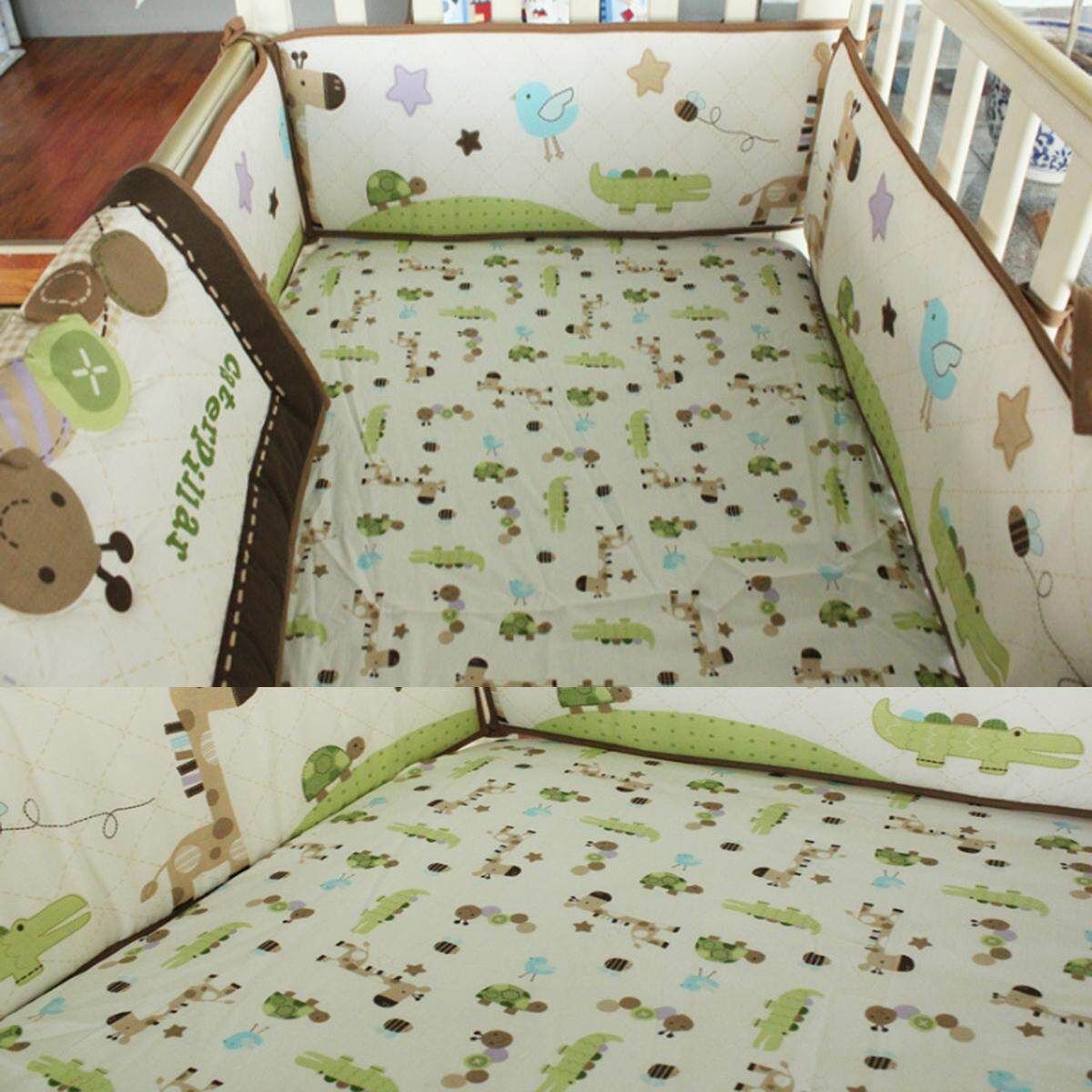 BABY Bedding Set Crib Cot Quilt 7pc Nursery Bumper Nappy Stacker GIRAFFE STARS