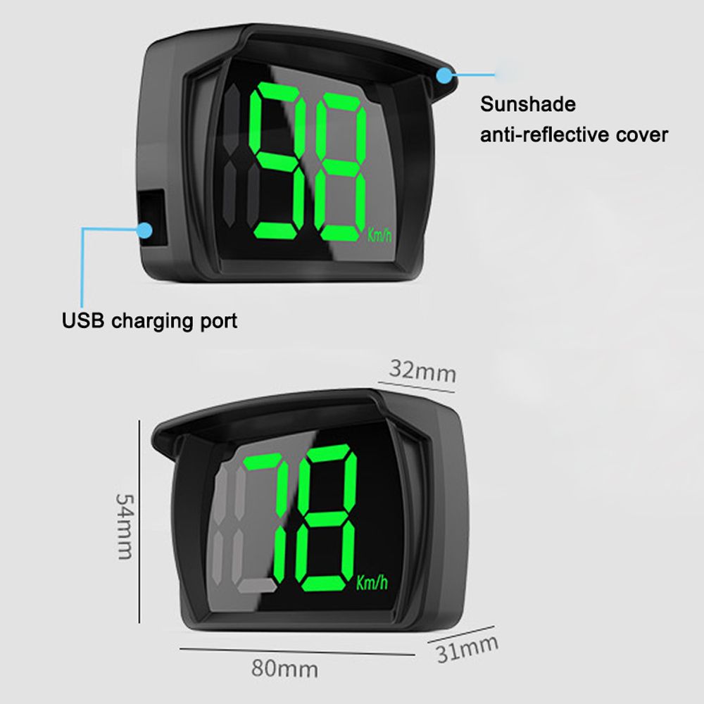 Car HUD Headup Display KM/H MPH GPS Digital Speedometer With