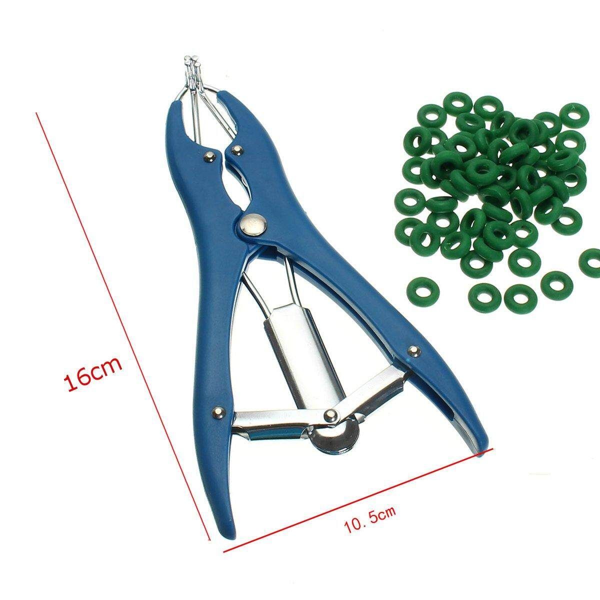 1 Plier For Sheep Castration Banding Tail Applicator Marking Farm W/ 100 Rings