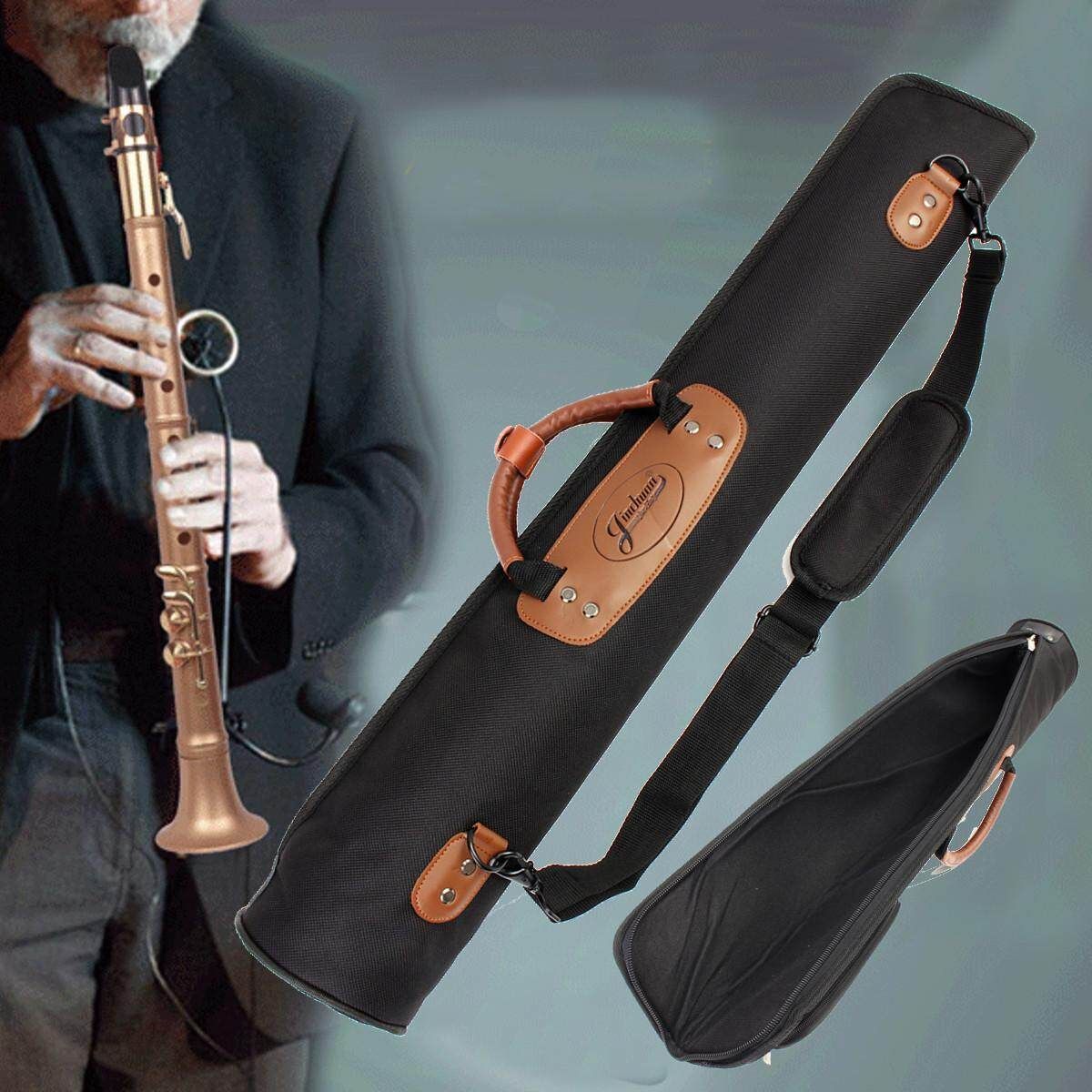 New Oxford Cloth Clarinet Oboe Straight Soprano Saxophone Sax Gig Bag Case Black