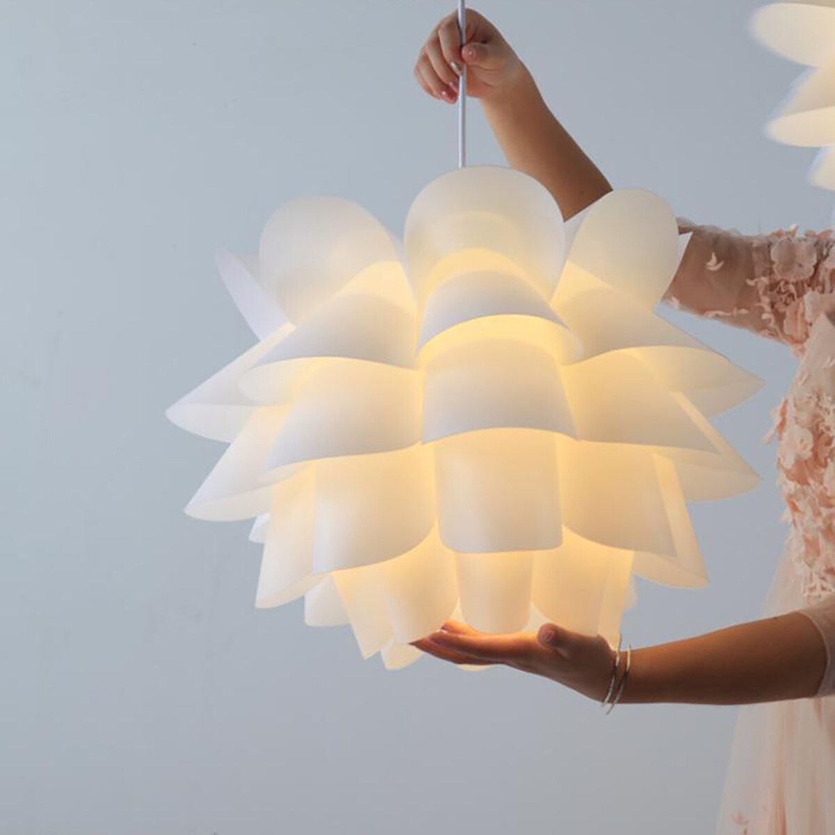 Flower Lamp Shade Modern Pendant Ceiling Light Shade Art DIY Livingroom Decoration White-L
