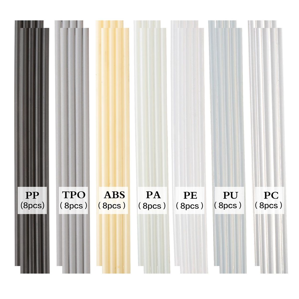 90 PCS  Plastic Welding Rods  ABS PP PU PE PA PC TPO 7 Types of  welder rods for Car bumper, Kayaks,plastic welder Repair Kit with with  Stainless Steel Mesh Plastic Welding Kit Welding Supplies