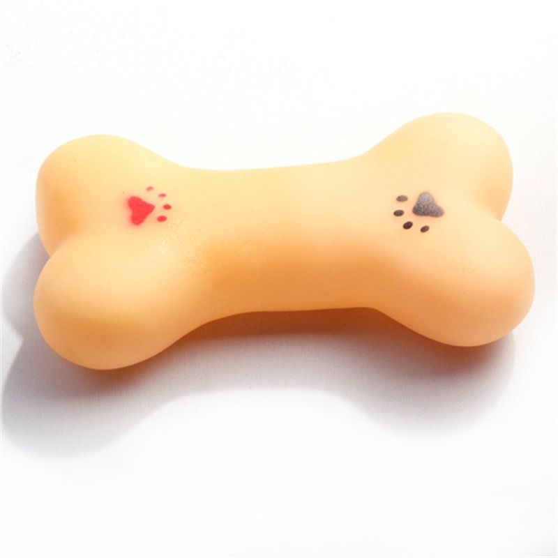 Resistant To Bite Bone Dog Puppy Molars Rubber Ball Play For Teeth Training Thermal Plastic Rubber Pet Dog Toys-Orange
