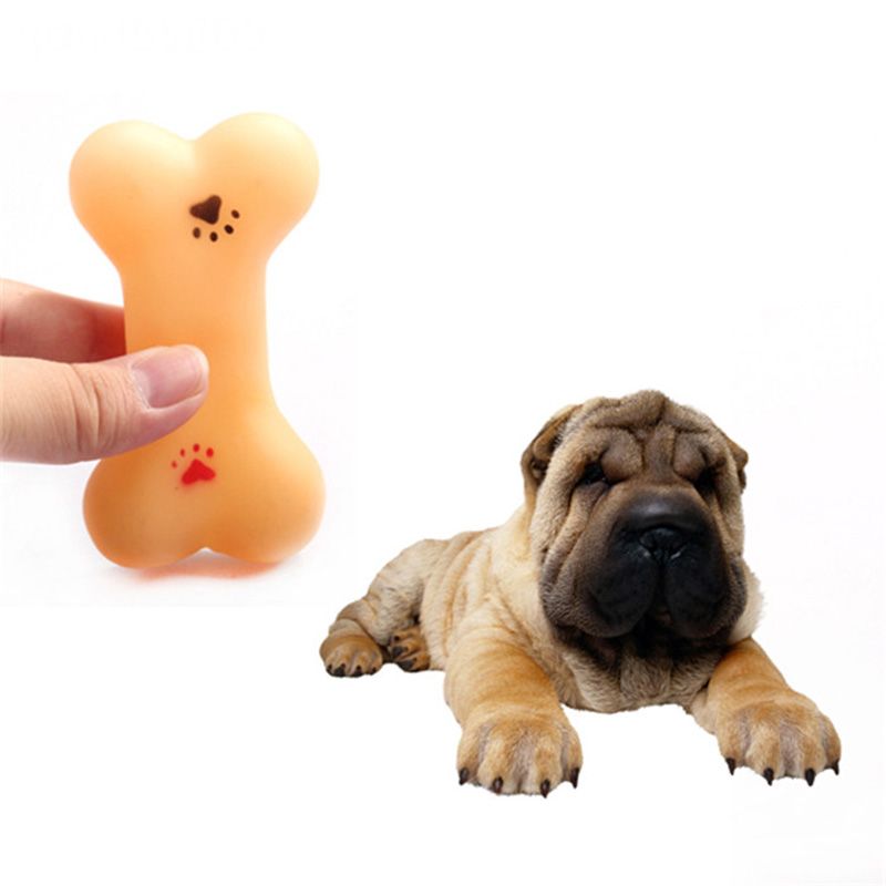 Resistant To Bite Bone Dog Puppy Molars Rubber Ball Play For Teeth Training Thermal Plastic Rubber Pet Dog Toys-Orange