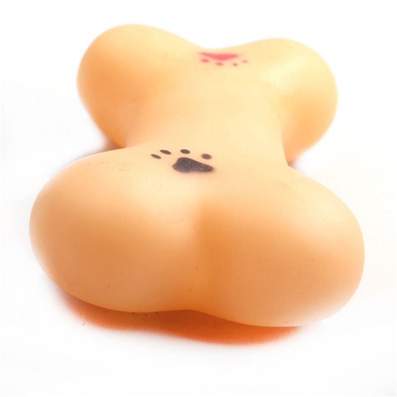 Resistant To Bite Bone Dog Puppy Molars Rubber Ball Play For Teeth Training Thermal Plastic Rubber Pet Dog Toys-Orange