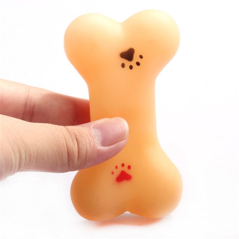 Resistant To Bite Bone Dog Puppy Molars Rubber Ball Play For Teeth Training Thermal Plastic Rubber Pet Dog Toys-Orange