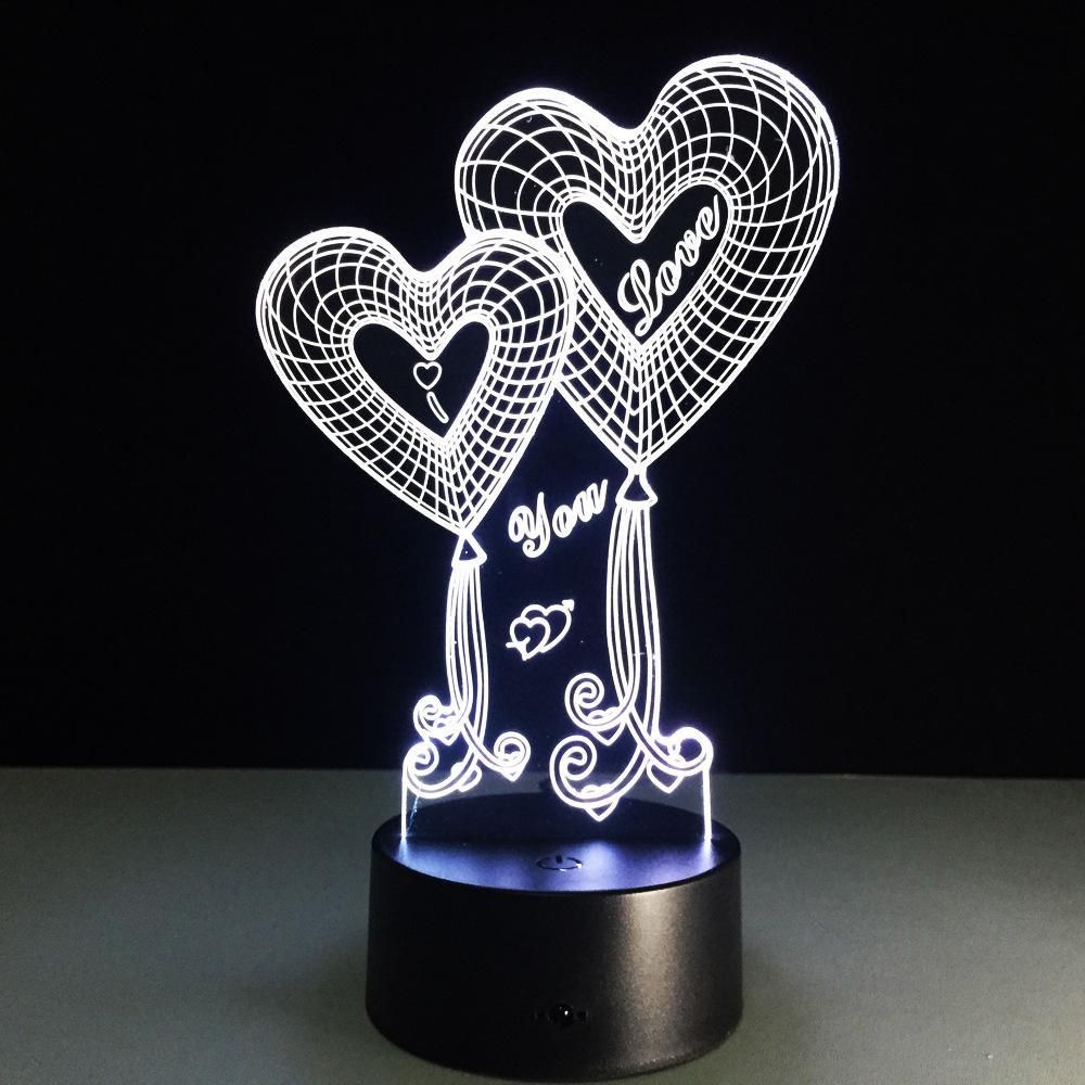 3D 7 Color Night Light Touch Table Lamp Valentine's Day Gift