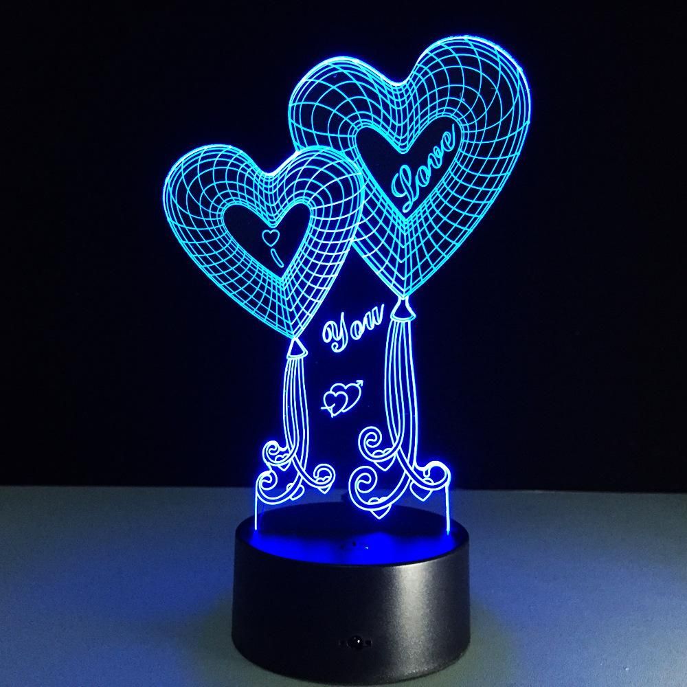 3D 7 Color Night Light Touch Table Lamp Valentine's Day Gift
