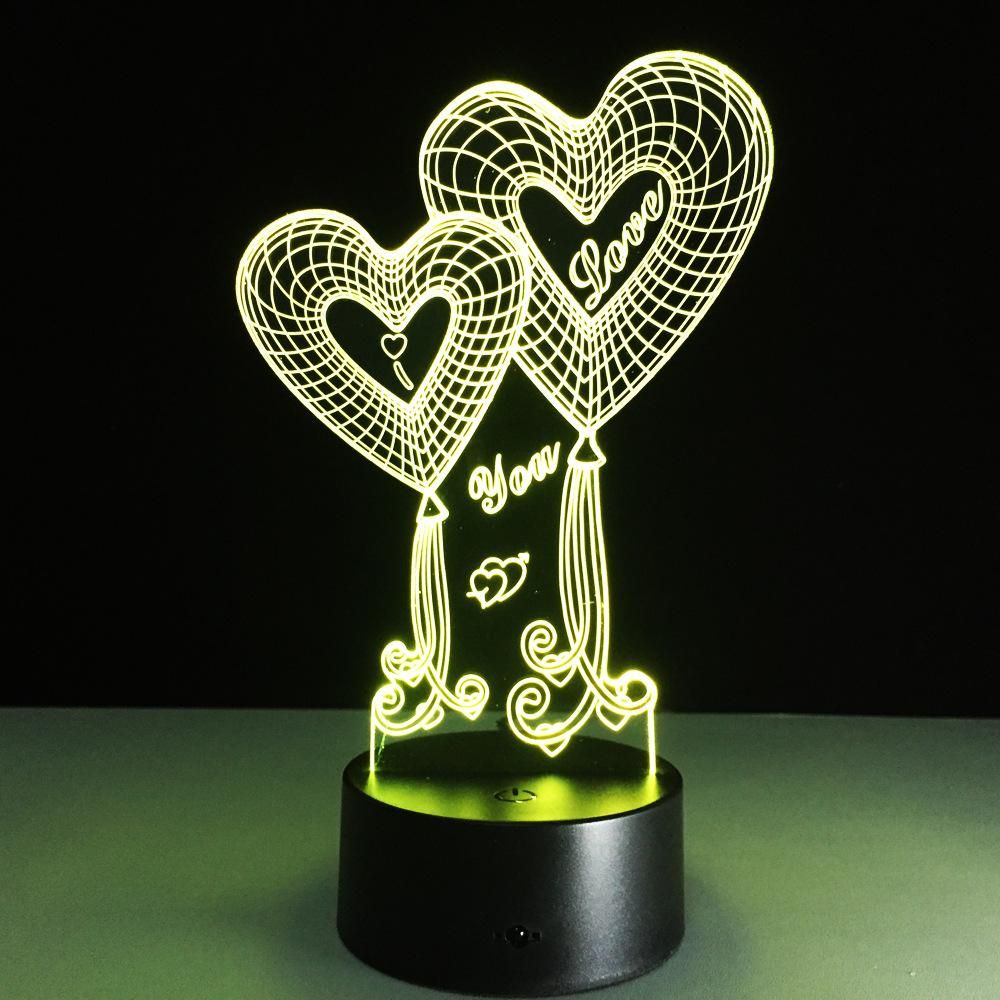 3D 7 Color Night Light Touch Table Lamp Valentine's Day Gift