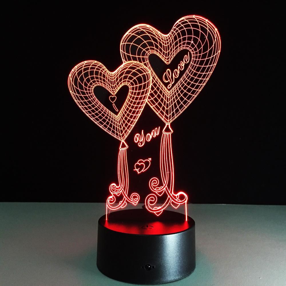 3D 7 Color Night Light Touch Table Lamp Valentine's Day Gift