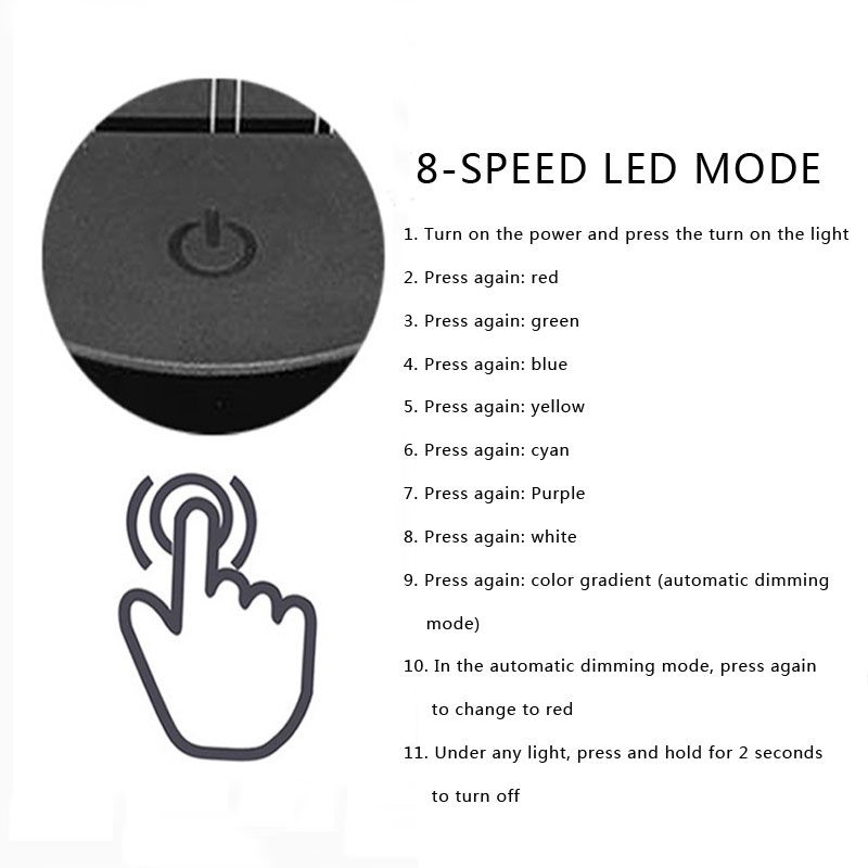 3D 7 Color Night Light Touch Table Lamp Valentine's Day Gift