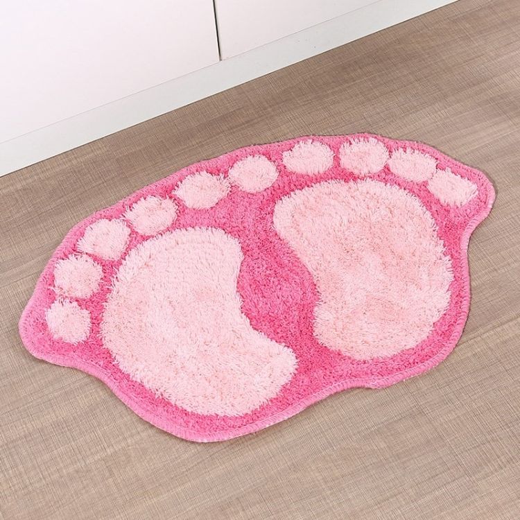 1390 Foot-shaped Non Slip Shaggy Bathroom Carpet Mat