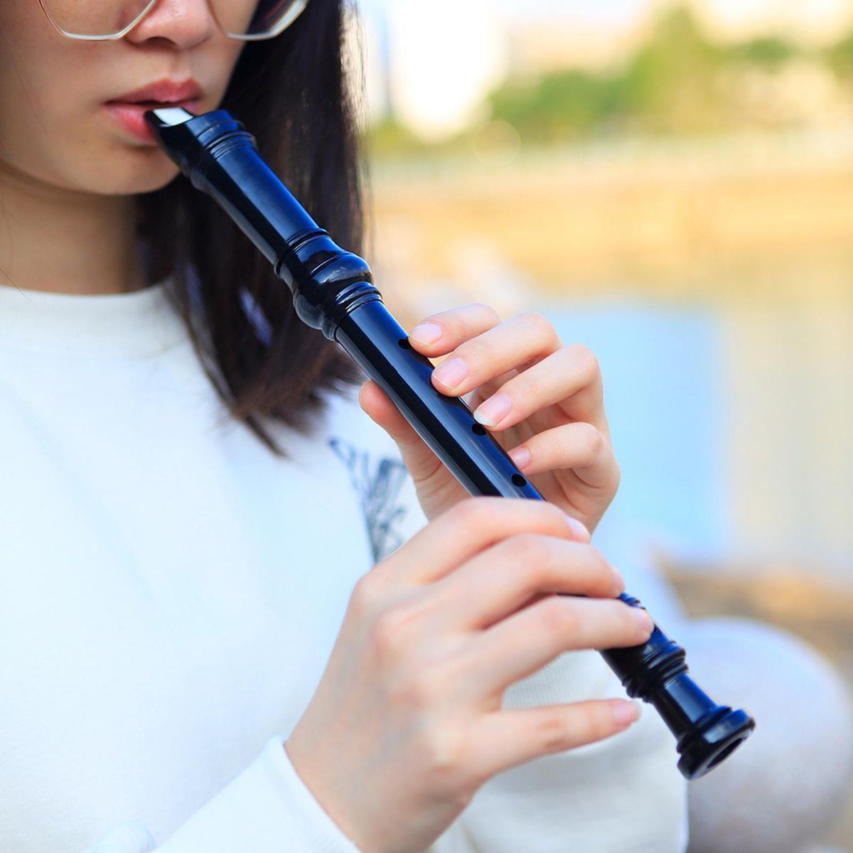 8-hole German Style Soprano Recorder Long Flute Descant With Black