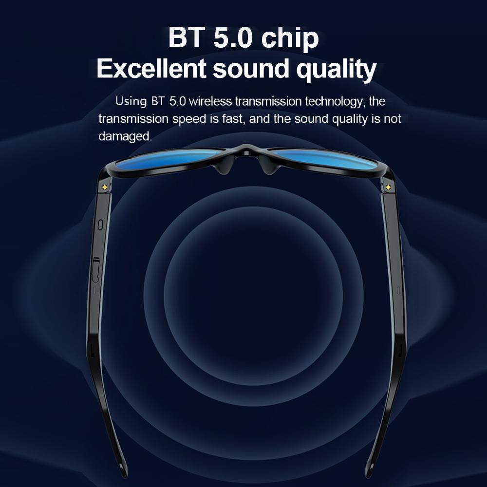 LECOO C8 Smart Wireless BT Glasses Headset HD Sound Quality Touch Buttons Replaceable Polarized Lenses Light Weight