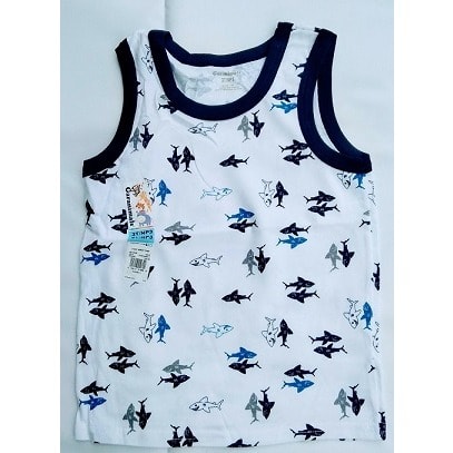 Boys Sleeveless T-shirt- White/shark