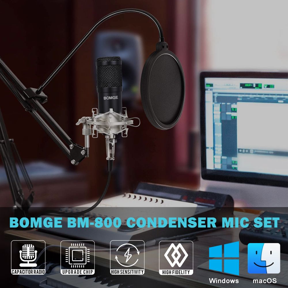 BM800 Condenser Microphone Set, Suitable For Live Broadcast Singing Recording