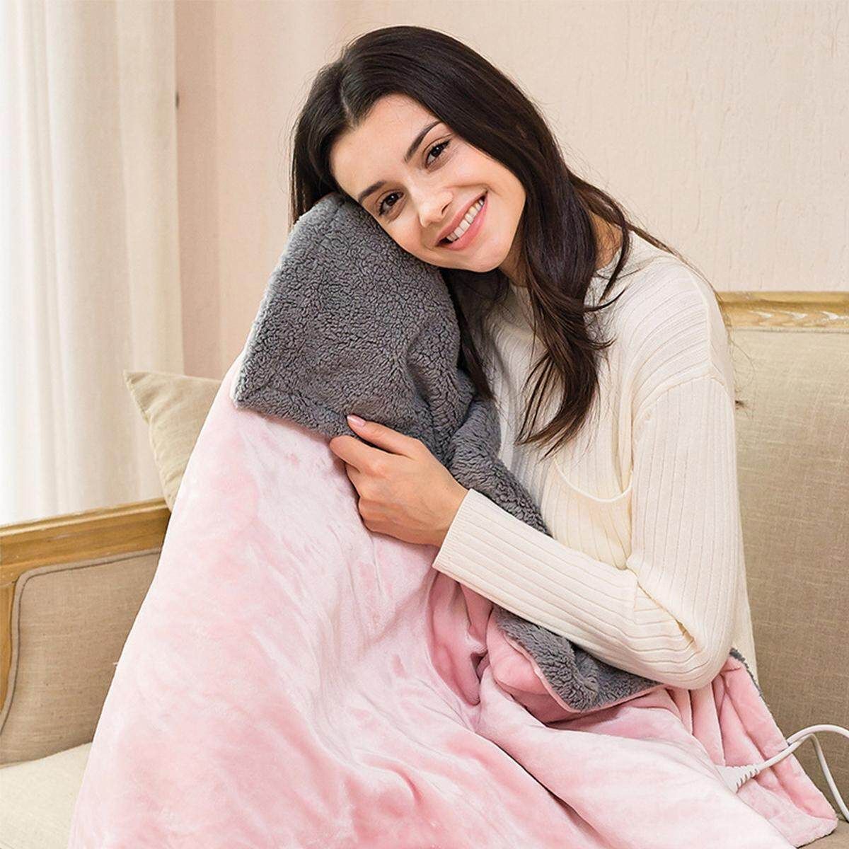 Electric Heated Throw Over Under Blanket 3Heating Control Washable Warm Mattress Pink 85 * 65cm