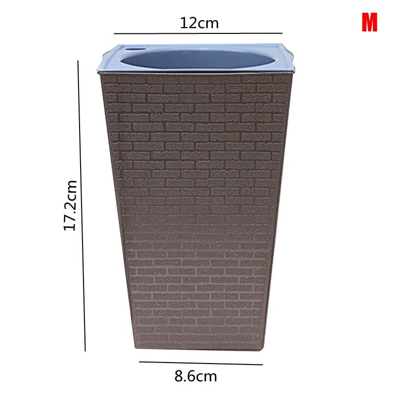 Brick Pattern Flowerpot Imitation Metal Plastic Flower Pot Square And Tall Type For Gardening Potted Plants FU Coppery