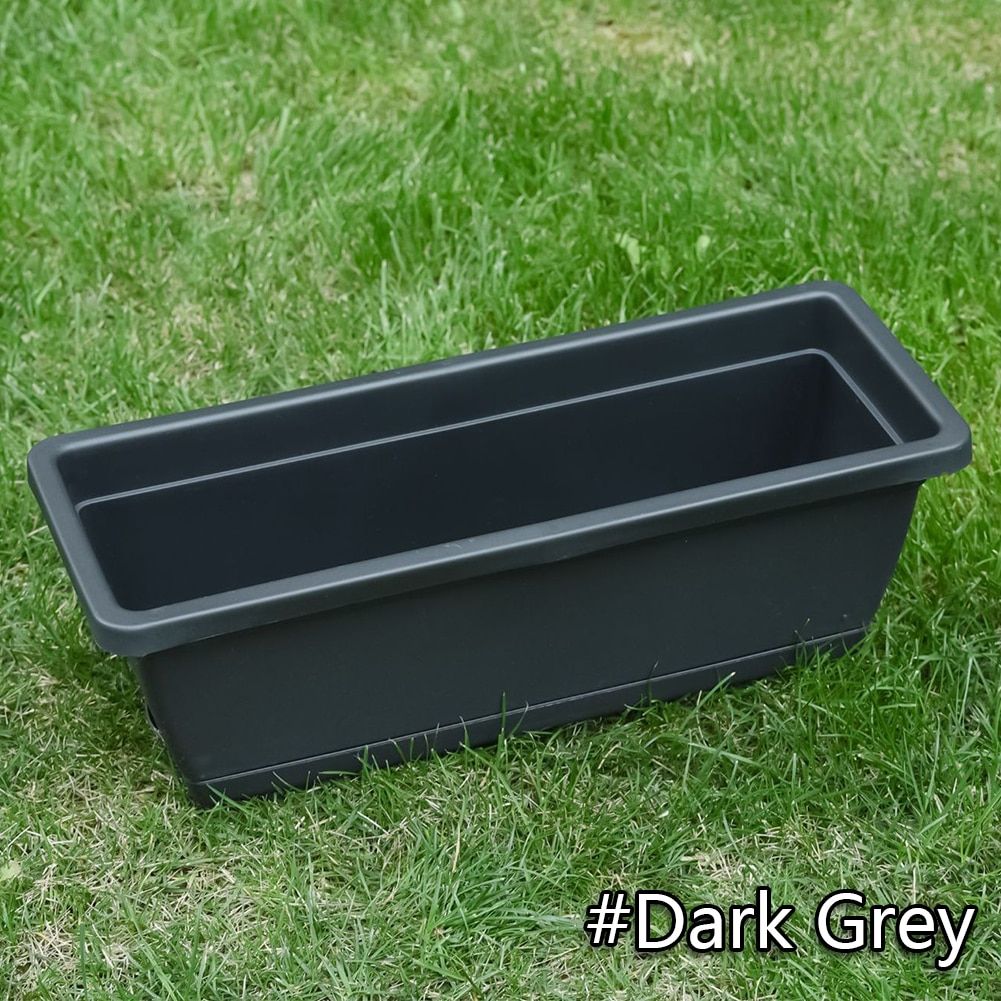 Rectangular Flower Pots With Tray Extra Large Planting Trough Family Balcony Planting Vegetables Planting Groove Plant Pot Dark Grey