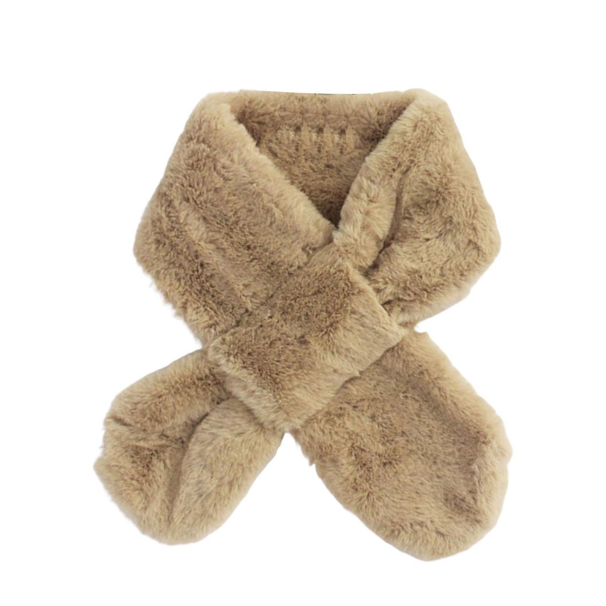 Furry Scarf Wrap Children Winter Thickened Fleece Warm Neck Scarf Khaki
