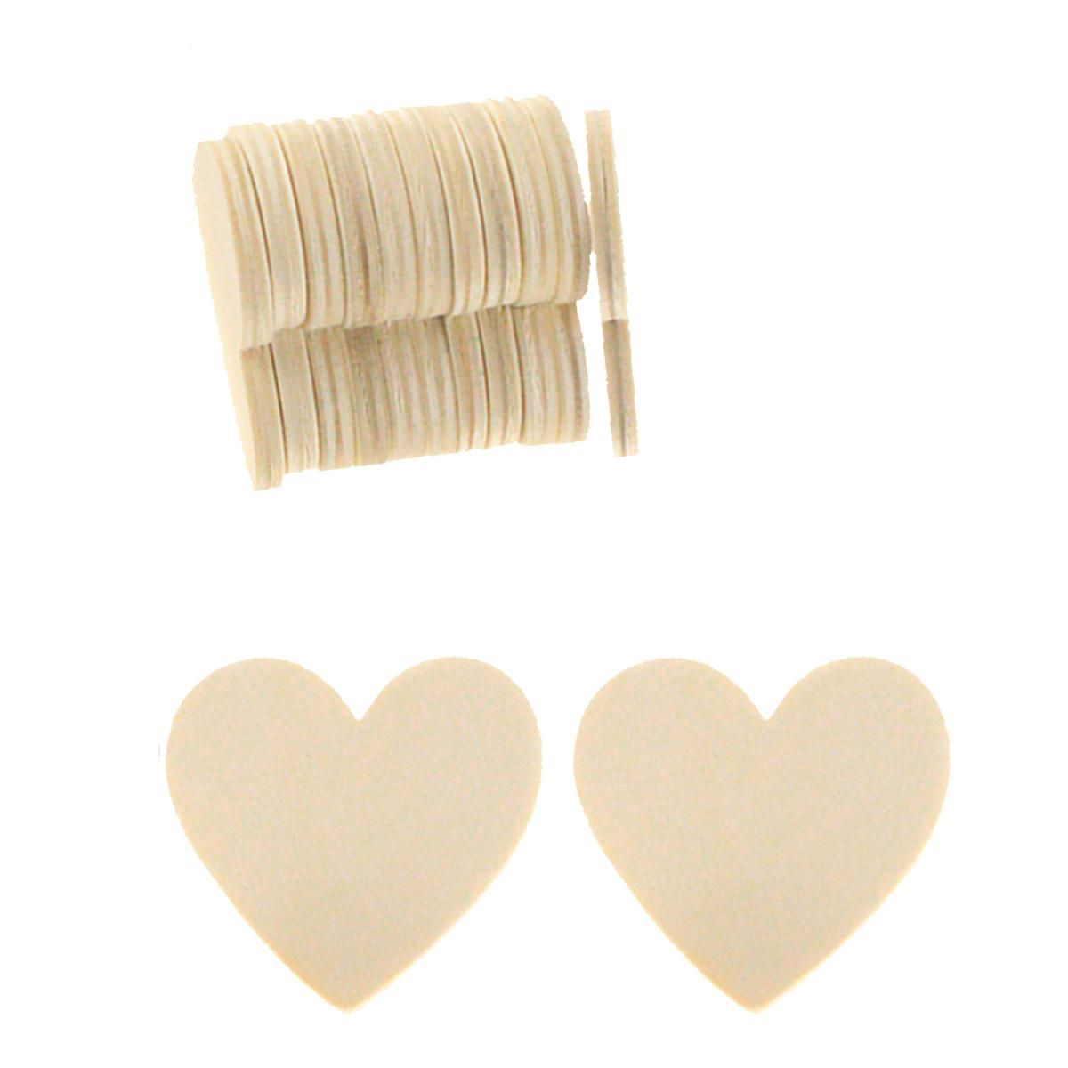 40Pcs Blank Slices Discs Wood Heart Love Unfinished Natural