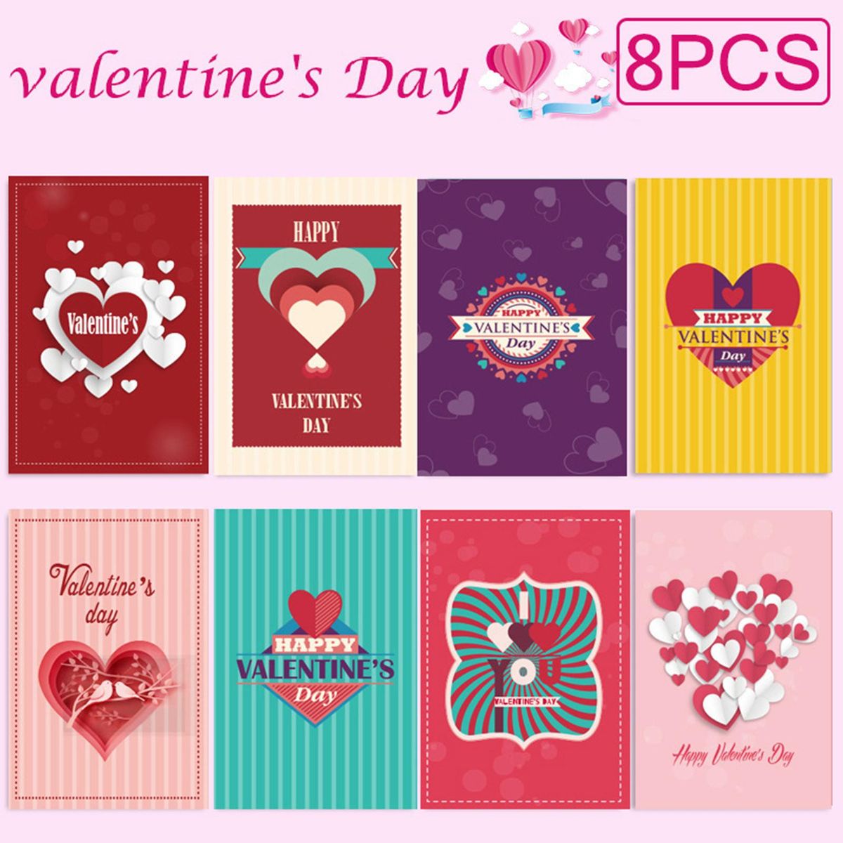 8PcsSet Valentines Day Card Sincerest Wishes Valentines Day Holiday Card