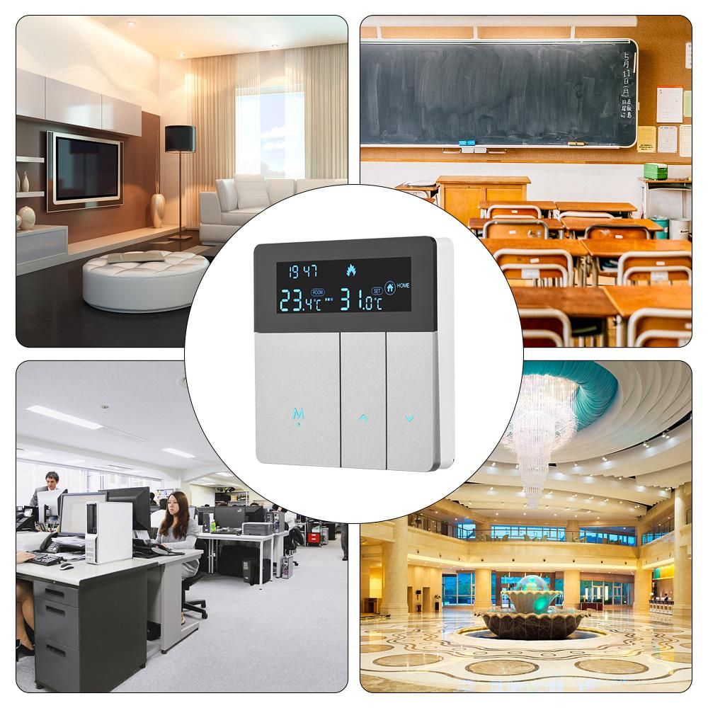 Programmable Smart Digital Thermostat Room Temperature Controller with Display Screen for Home School Office Hotel