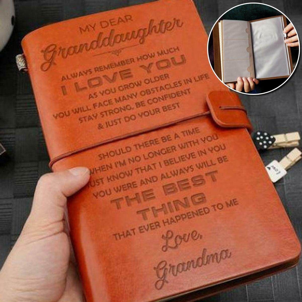 My Dear Granddaughter Love Grandma Engraved Leather A6 PU Leather Cover Journal Notebook Diary A6