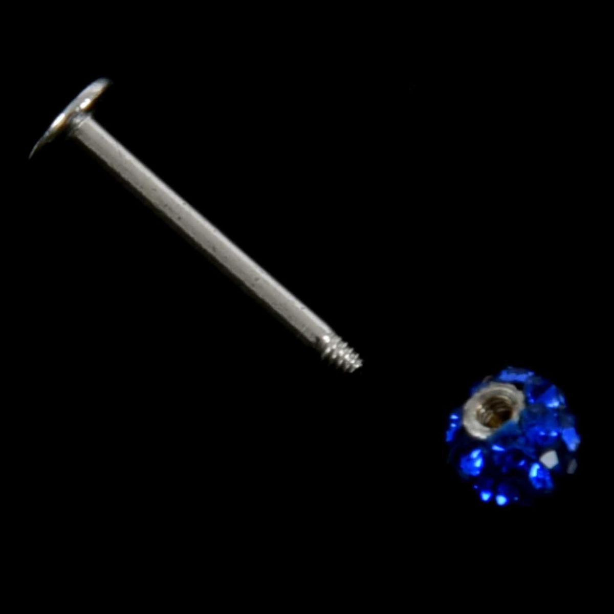 Internally Thread Crystal Labret Lip Stud / Tragus Bar /